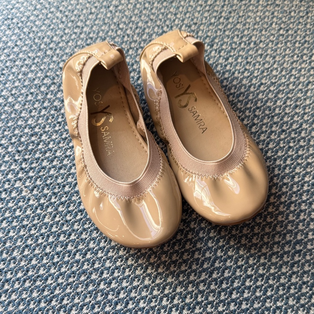 Yosi Samra Glossy Tan Kids Dress Shoes